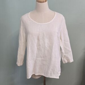 Flax Linen Blouse Scoop Neck With Side Buttons Sz Sm